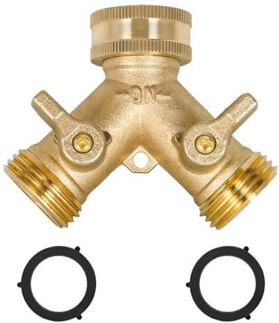 Wasserverteiler 2fach,2 Wege Verteiler Wasser,Y Verteiler 3/4 Zoll,Wasseranschluss Verteiler,Y Verteiler,Messing Splitter,Waschmaschine Abfluss Adapter,Für Haus,Garten,Geräte,Bewässerungs