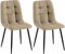 CLP 2er Set Esszimmerstuhl Tilde, Küchenstühle gepolstert mit gestepptem Bezug, Polsterstühle mit Metallgestell, bis 150 kg belastbar, Farbe:Taupe, Material:Stoff