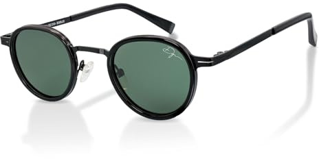 TruClothing Sunglasses Retro Round Polarized UV Protection Unisex Eyewear - Black