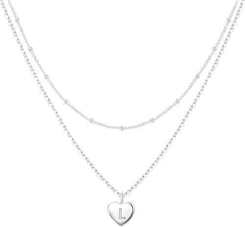 Avotto Halskette Damen Silber 925 Hypoallergen A-Z Herz mit Buchstaben Kette Damen Halskette Silber Frauen Personalisierte Geschenk