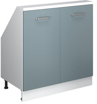 Vicco Armario de Cocina para Techo Inclinado R-Line, Azul-Gris-Blanco, 80 cm con 2 Puertas