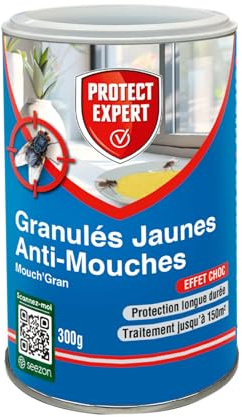 Protect Expert Boîte Granulés Anti-Mouches - Attractifs Jaunes - 300g | Très Forte Appétence - Efficacité Rapide - Spécial Infestation de Mouches - GRAMOUCH300N