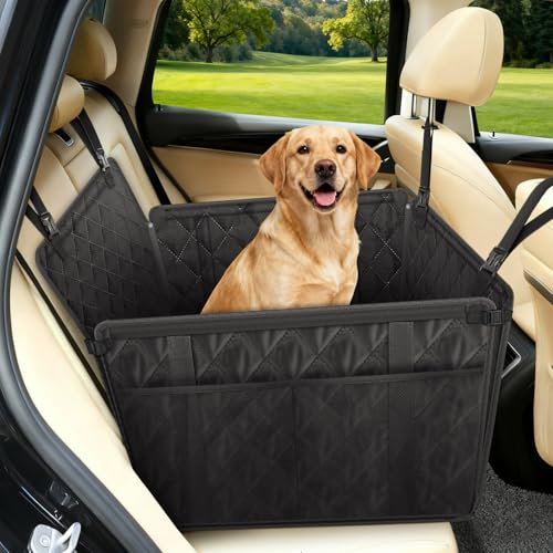 Asiento Perro Coche Trasero, Funda Protectora Asiento Impermeable, Negro