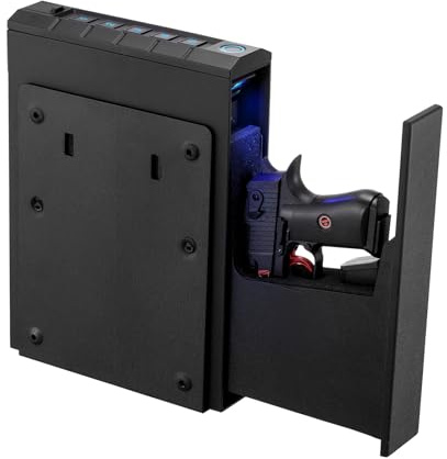 VEVOR Coffre-Fort pour 1 Pistolet et 1 Chargeur, Coffre pour Armes de Poing Verrouillable et Coulissant, 3 Façons d’Accès Empreinte Digitale, Mot de Passe et Clé, pour Table de Chevet, Bureau, Voiture