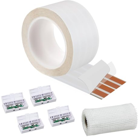FRANKEVER Cavo audio piatto nascosto 17-AWG per altoparlanti, adatto per cavi audio, illuminazione a LED e altri collegamenti di apparecchi a bassa tensione (cavo (7,6 m) + 4 connettori-C)
