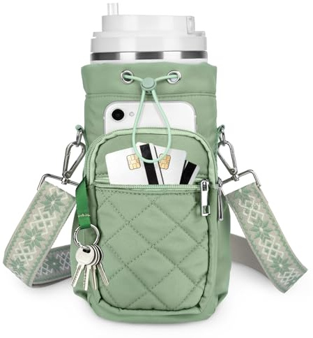 Pomodee Porte Bouteille Isotherme 1,2L, Sac Gourde à Bandoulière (Vert)