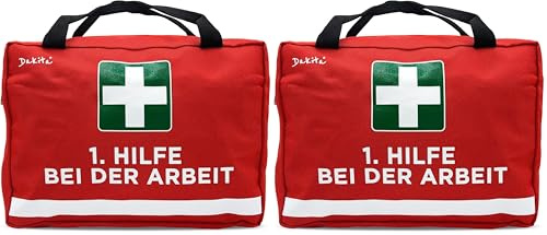 Dakita Erste Hilfe Tasche für Kollegen – Lustiges Geschenk für Mitarbeiter zum Abschied oder Geburtstag – 28×18×8 cm, rot,ohne Inhalt (Packung mit 2)
