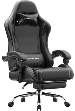 Generico Ergonomic Gaming Chair with Lumbar Massage, 3D Height-Adjustable Armrests, Retractable Footrest, 150° Recline – Black (Supports up to 180kg)