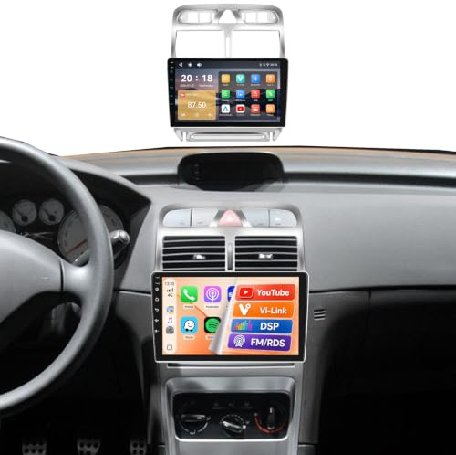 Radio de Coche para Peugeot 307 307CC 307SW 2002-2013 | Pantalla IPS Táctil 9 | CarPlay y Android Auto | Plug & Play | Bluetooth 5.1 | FM RDS | DSP | Controles al Volante | Cámara de Marcha Atrás