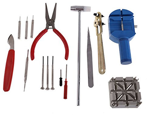 TRIXES 16 Piece Watch Repair Kit Set & Wrist Strap Adjust Pin Tool Kit Back Remover Fix