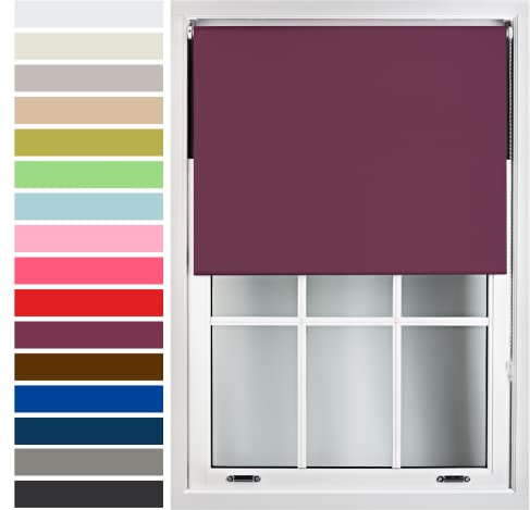 FURNISHED Custom-Made Premium Roller Blinds - Blackout Window Blinds with Metal Fittings - Thermal Insulated and Energy-Efficient - Made to Measure Aubergine, 120W x 165H cm