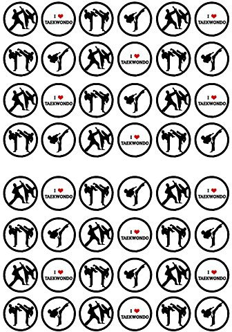 Essbare Taekwondo-Cupcake-Topper, Mini-Kampfsport-Kuchendekorationen, Karate-Geschenke, Jiu-Jitsu, Ninja-Party-Topper, Judo-Geschenk, Karate-Kinder, 122 x 3 cm, ungeschnitten