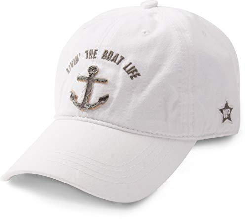 Pavilion Gift Company Unisex-Erwachsene White Livin The Boat Life Baseballkappe, Weiß, Einheitsgröße