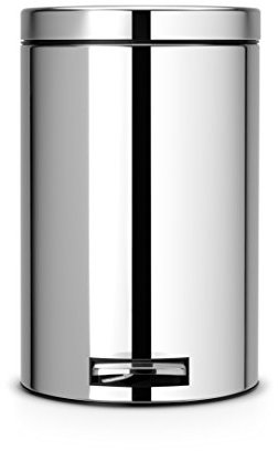 Brabantia Pedal Bin - Cubo de Basura, 12 litros, Cubo Interior de plástico extraíble, Acero Brillante
