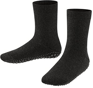 FALKE Catspads K Hp cotone lana con suola in gomma 1 paio, Calze da casa , Grigio Asphalt Melange 3180, 27-30