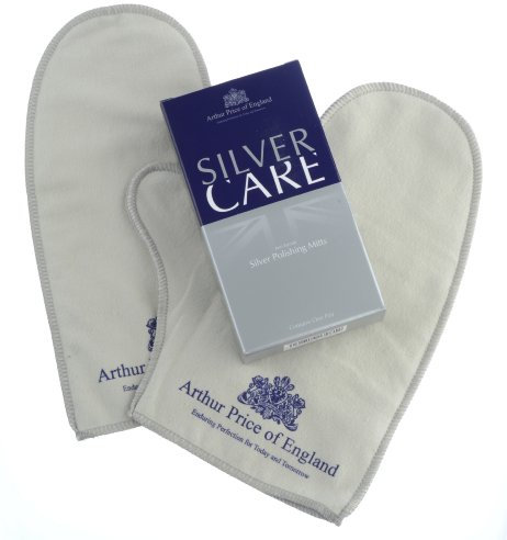 Arthur Price Silver Care Arthur Price Easy Care Pair of Polishing Mitts, Cotton Blend, Cream_White, 2 Count (Pack of 1)