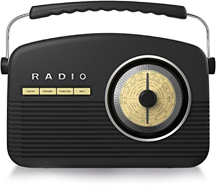 Akai Retro DAB Radio Alarm Clock with LCD Display and Backlight - Black