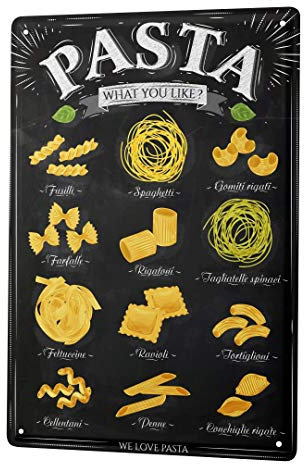 Blechschild Vintage Retro Metallschild Wandschild Blech Poster Essen Restaurant Nudeln