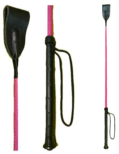 Gerte mit Leder Gerte und mit neuen 100% Fiberglas Schaft, Pferd Peitsche – Farbe wahl, fuchsia