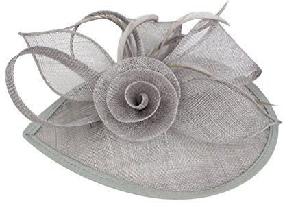 Frcolor Fascinator Hut, Hochzeit Feather Hut Filz für Frauen (grau)