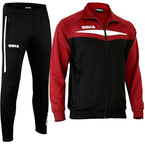 OMKA Optima Trainingsanzug Sportanzug 2-teilig mit Reißverschluss, Mikro-Polyester mit Fleece-Innenfutter, atmungsaktiv für Jogging Fitness Fußball Training Freizeit