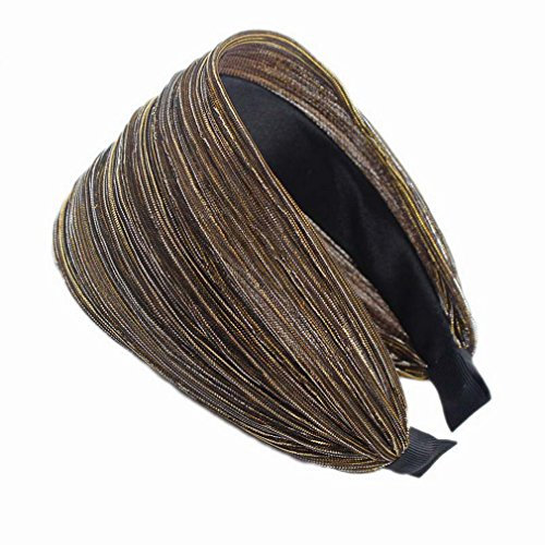 YiyiLai Serre-tête Large Ruban Bande Femme Bandeau Coiffure Accessoire Vintage Casual Soirée Doré