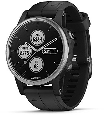 Garmin fenix 5 Plus, Premium Multisport GPS Smartwatch, Features Color Topo Maps, Heart Rate Monitoring, Music and Contactless Payment, Black/Silver