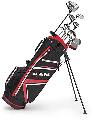 Ram Golf Accubar Plus 1 Inch Longer Golf Clubs Set - Graphite Shafted Woods, Steel Shafted Irons - Mens Right Hand - Stiff Flex