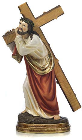 Paben Articoli Religiosi Statua Gesù porta la Croce in resina Presepe Pasquale cm. 12,3