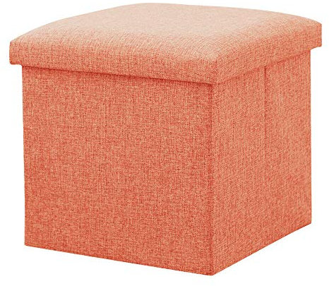 YINSONG Sitzhocker mit Stauraum - Sitzhocker Sitzwürfel mit Stauraum Fußbank Truhen Aufbewahrungsbox Faltbar,Orange,25 x 25 x 25 cm