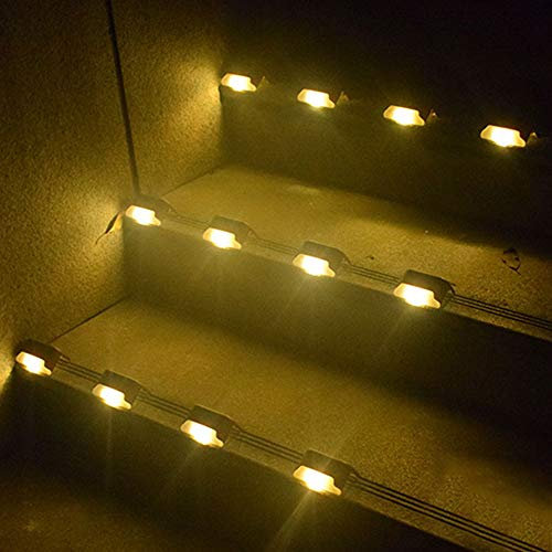 VKTY Luci solari per coperta, confezione da 8 luci solari a energia solare, illuminazione esterna per gradini, percorsi, terrazze da patio, auto on/off impermeabile
