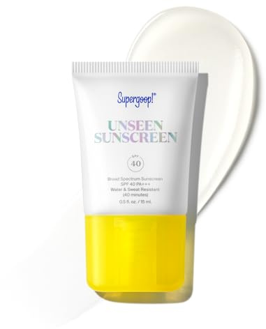 Supergoop! Unseen Sunscreen - SPF 40 - Clear & Invisible Face Sunscreen + Broad Spectrum + Makeup-Gripping Primer - Weightless, Scentless, Oil Free - For All Skin Types & Tones - 0.5 fl oz