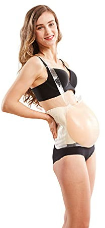 Gefälschter Schwangerschaftsbauch, künstlicher Silikon schwangerer Bauch Fotografie Schauspieler Leistung Prop Falscher Bauch Baby Gefälschter Schwangerschaftsstoß mit Riemen für Kostüme Cosplay(4-5)