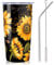 NymphFable 20oz Sonnenblume Thermobecher Kaffeebecher to go Becher Mit Deckel Und Strohhalm Doppelwand Edelstahl