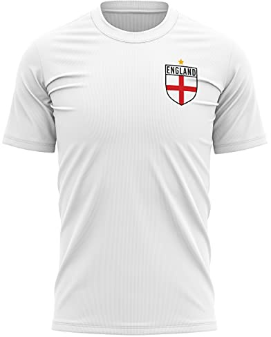 T-shirt rétro avec drapeau de l'Angleterre - Pour supporter de l'équipe de football de l'Europe 2021 - Rouge et blanc - Pour homme - Tournament anglais 2020