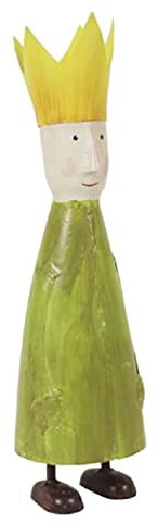 ETC dekorative stimmungsvolle Dekofigur König zum Stellen mit großer Krone aus Metall ausgefallen in verschiedenen Größen und Farben (grün, mittel)