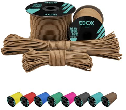 EdcX 2 mm Nylon Paracord 275 (50 e 100 m) – 100% corda in Nylon, cavo a 3 fili, cavo in Nylon 2 mm in molti colori (Tan, 100 m)