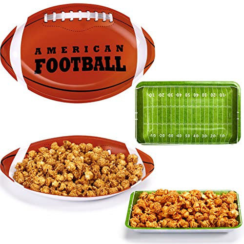 Cunhill FußballPartytabletts American Football Serviertabletts Wiederverwendbare Lebensmittelteller Fußball Snack Tablett Dessertplatte für Fußball Party Zubehör Kinder Geburtstag Party Dekoration
