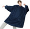 BEDSURE Hoodie Decke mit Ärmeln - Kuschelpullover als Geschenke für Männer - Übergroßer Tragbare Decke Kuscheldecke mit Ärmeln Geschenke zum Vatertag Männertag Herren Damen xxl, Blau 107x90 cm
