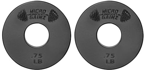 Micro Gainz Standard 1-Inch Center Hole Weight Plates, Set of 2 Black Fractional Plates Choose Set (.25LB-1.25LB), Designed for Standard 1-inch Barbells & Dumbbells, Made In USA (1.25 lb)
