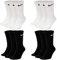 NIKE 6 Paar Everyday Lightweight Crew SX7676 Tennis Socke weiß schwarz grau, Farbe:weiß schwarz, Größe:34-38