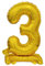 NEU Folienballon Geburtstagszahl Luft & Helium Mini Zahl 3 mit Standfuß Gold, ca. 38 cm