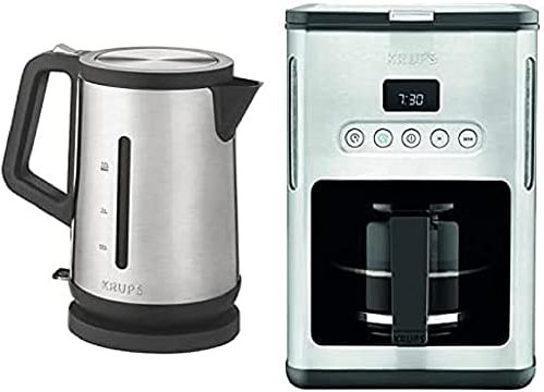Krups Frühstücks-Set Control Line | Wasserkocher mit 1,7L Fassungsvermögen | Filterkaffeemaschine für 10-15 Tassen | Edelstahl/schwarz
