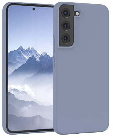 EAZY CASE Premium Silikon Handyhülle kompatibel mit Galaxy S22 5G Slimcover mit Kameraschutz und Innenfutter, Silikonhülle, Schutzhülle, Bumper, Handy Case, Hülle, Softcase, Stahl Blau