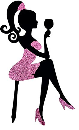 decoresca Kuchendeko Geburtstag – 24x14 cm - Dame in Hight Heels - im Brokatkleid – Happy Birthday Tortenaufsatz – Kuchendekoration - Torten Topper Geburtstag Erhältlich in Acryl & Glitter (Rosa)