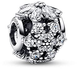 PANDORA Timeless Funkelndes Rundes Herbarium Cluster Charm aus Sterling-Silber, kompatibel mit Armbändern aus der Moments Kollektion, 792383C01