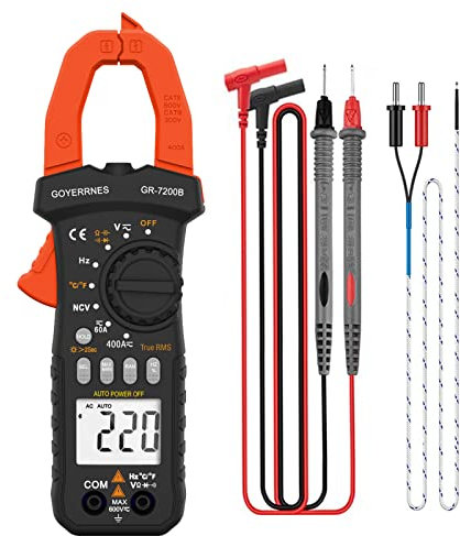 Pinza Amperometrica Digitale Tester automatico T-RMS 6000counts pinza amperometrica DC/AC GR-7200B Multimetro Professionale Auto-ranging, Rilevamento NCV, Misura Corrente Tensione Capacità