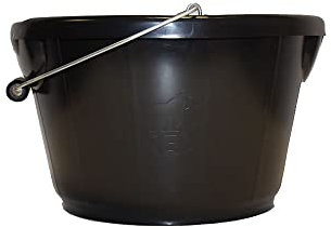 Red Gorilla Plas 10L 2 Gallon Feed Utility Bucket Black Small Shallow Dual Pouring Recycled Durable Plastic