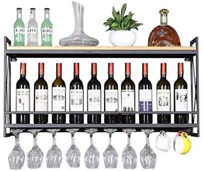 AAOCLO Weinregale Weinregal Kreative Europäische Wandbehang Eisen Weinregale Restaurant Dekorationsregal Massivholz Weinglashalter Kelchregal Regal Champagner Wein Weinflaschenhalter