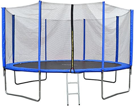 Evre Outdoor Trampoline with Safety Net Padded Poles and Ladder trampoline12 Ft Blue